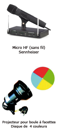 Micro HF sans fil sennheiser, Projecteur pour boules à facettes disque de quatre couleurs 